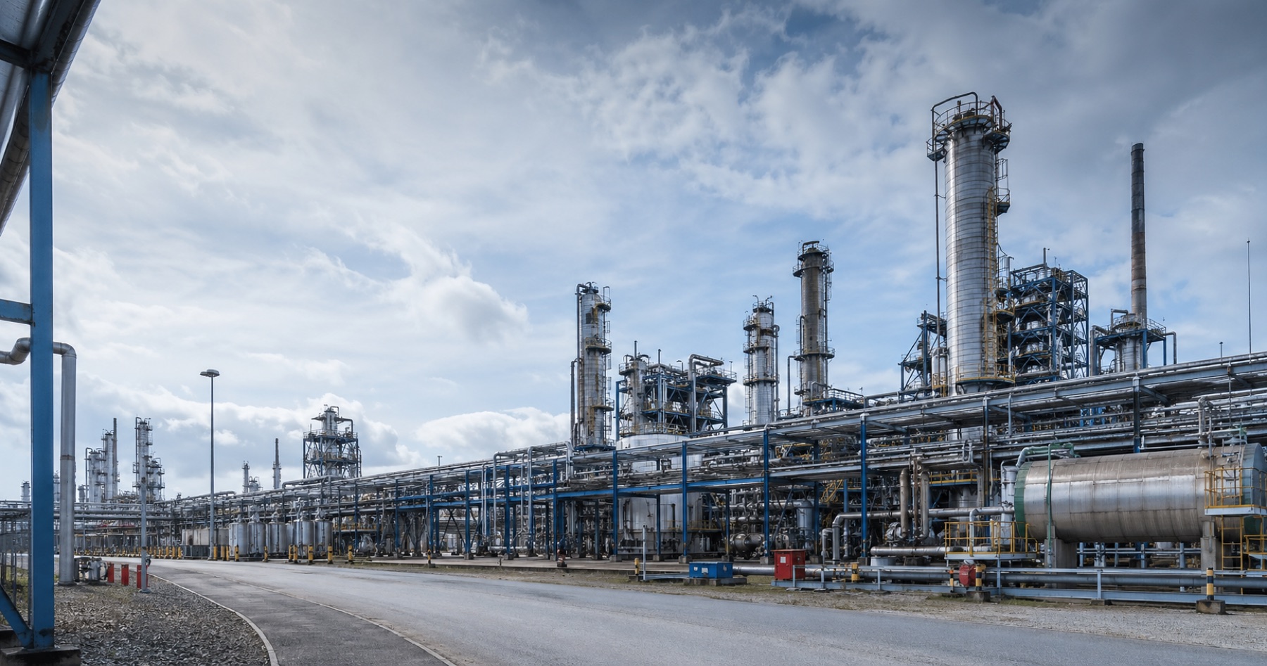 Industrial process plant and pipework on an operating site